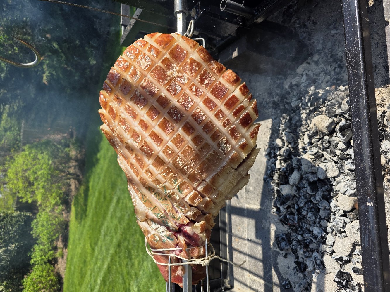 Rotisserie cooking over live fire